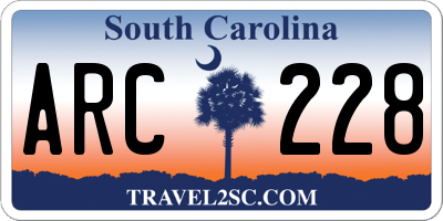 SC license plate ARC228
