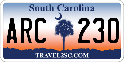 SC license plate ARC230