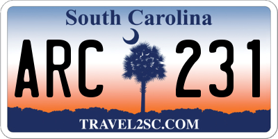 SC license plate ARC231
