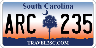 SC license plate ARC235
