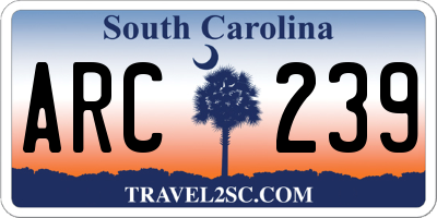 SC license plate ARC239