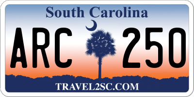 SC license plate ARC250