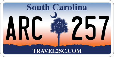 SC license plate ARC257