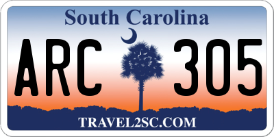 SC license plate ARC305
