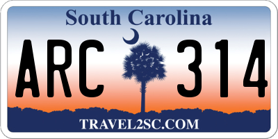 SC license plate ARC314