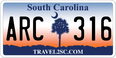SC license plate ARC316