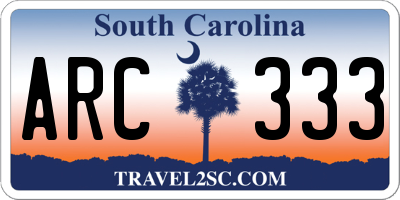 SC license plate ARC333