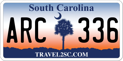 SC license plate ARC336