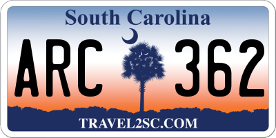SC license plate ARC362