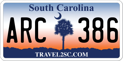 SC license plate ARC386