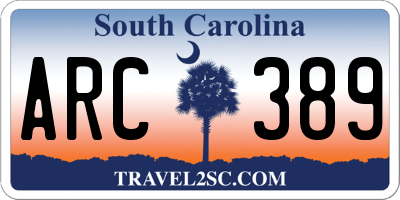 SC license plate ARC389