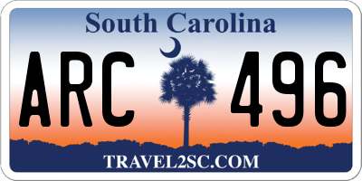 SC license plate ARC496