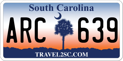 SC license plate ARC639