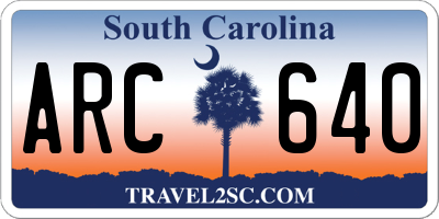 SC license plate ARC640