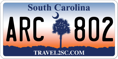 SC license plate ARC802