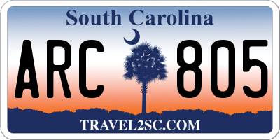 SC license plate ARC805