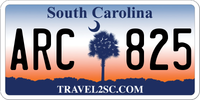 SC license plate ARC825