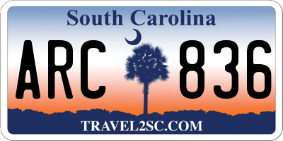 SC license plate ARC836