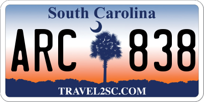 SC license plate ARC838