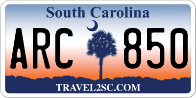SC license plate ARC850