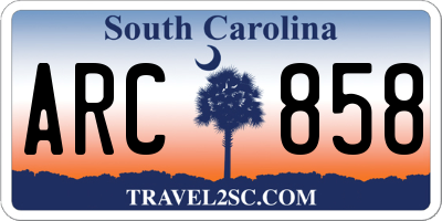 SC license plate ARC858