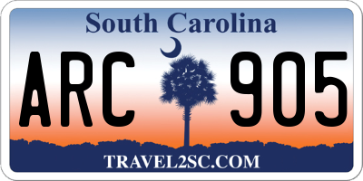SC license plate ARC905