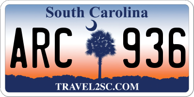 SC license plate ARC936