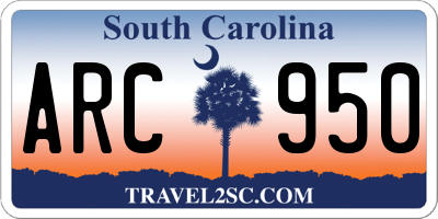 SC license plate ARC950