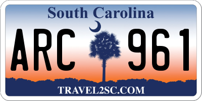 SC license plate ARC961