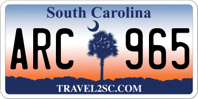 SC license plate ARC965