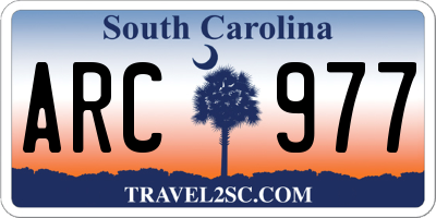 SC license plate ARC977
