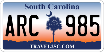 SC license plate ARC985