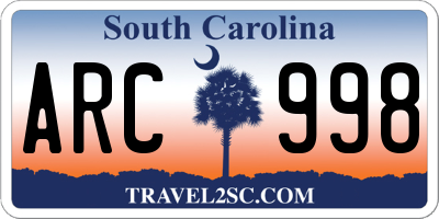 SC license plate ARC998
