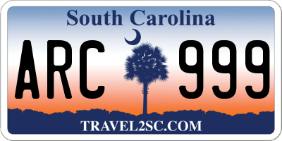 SC license plate ARC999