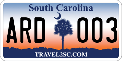 SC license plate ARD003