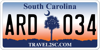 SC license plate ARD034
