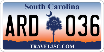 SC license plate ARD036