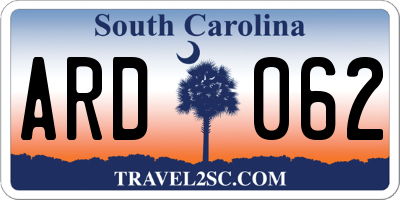 SC license plate ARD062