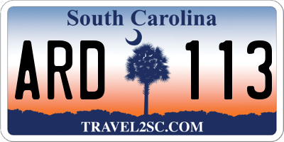 SC license plate ARD113