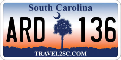 SC license plate ARD136