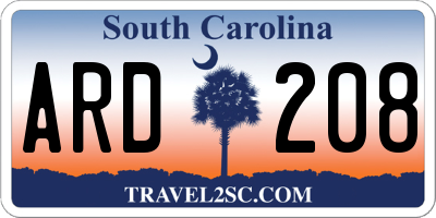 SC license plate ARD208
