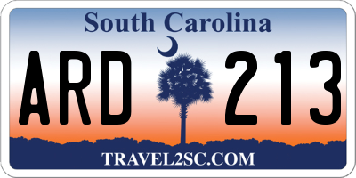 SC license plate ARD213
