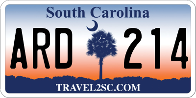 SC license plate ARD214