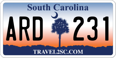 SC license plate ARD231