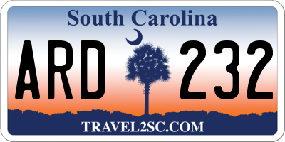 SC license plate ARD232