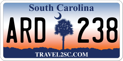SC license plate ARD238
