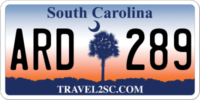 SC license plate ARD289