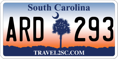 SC license plate ARD293