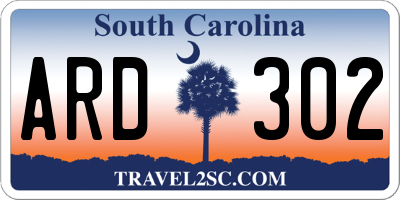SC license plate ARD302