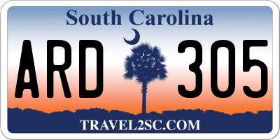 SC license plate ARD305